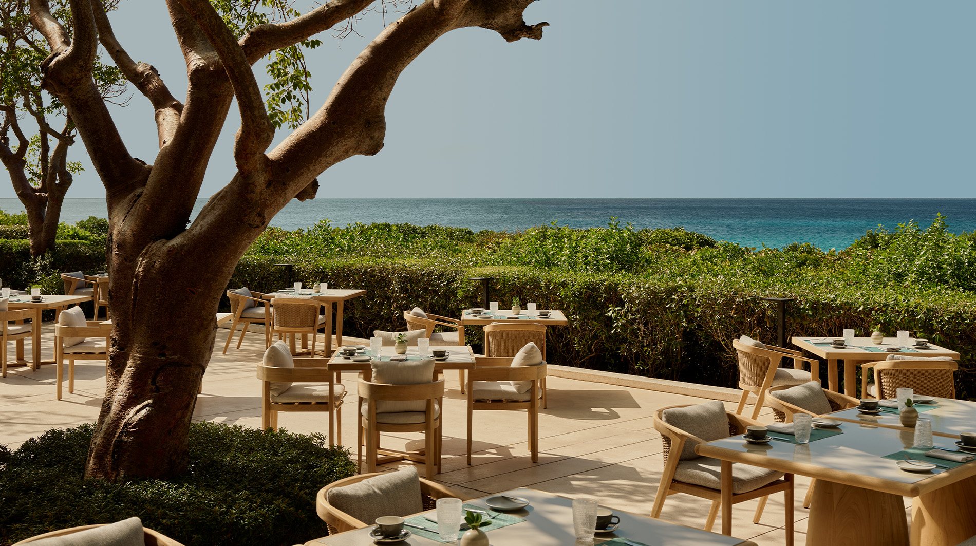 Considered architectural detail at Amanyara, dark timber, water and clean lines