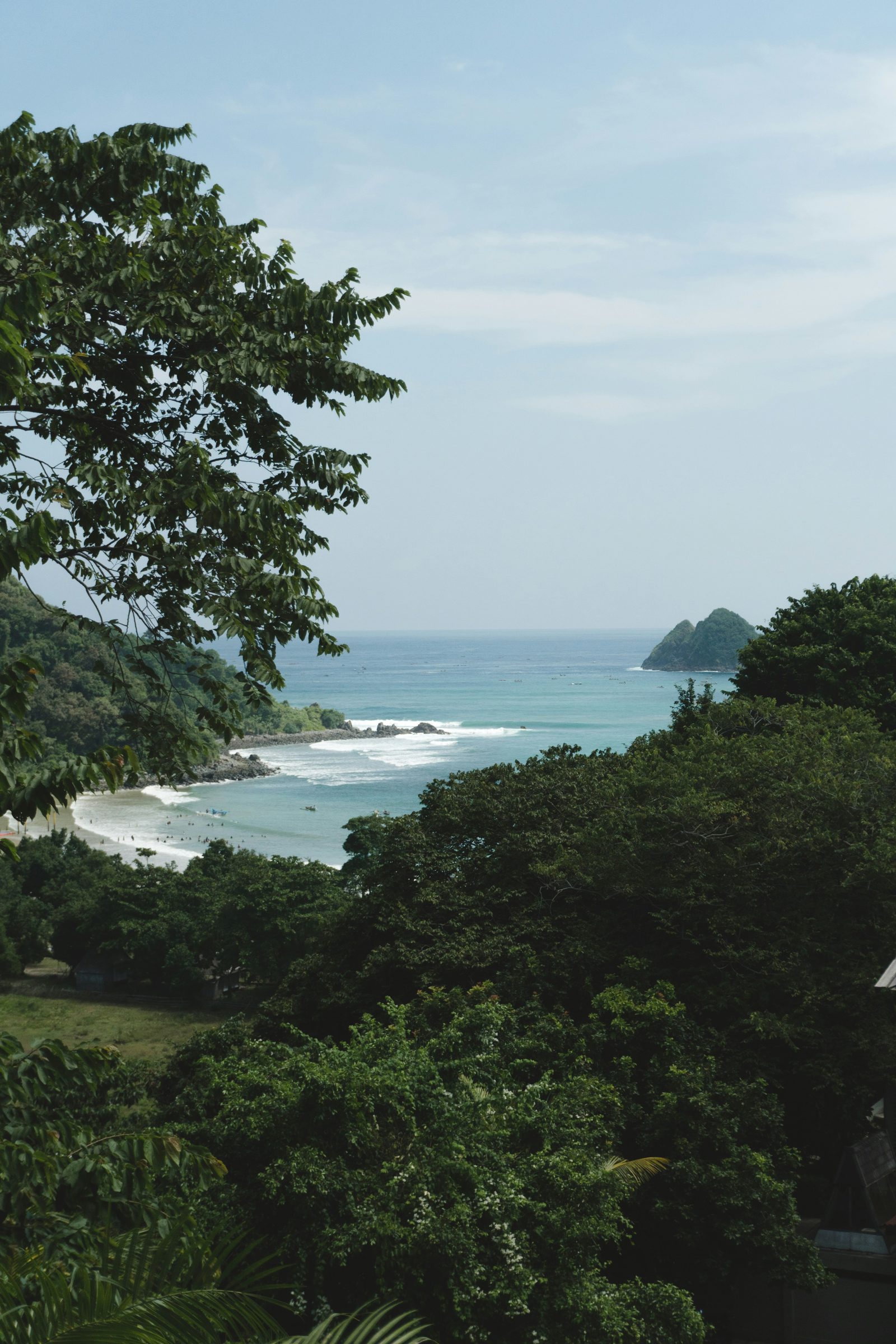 A surf break seen through the trees, Santa Teresa, Costa Rica