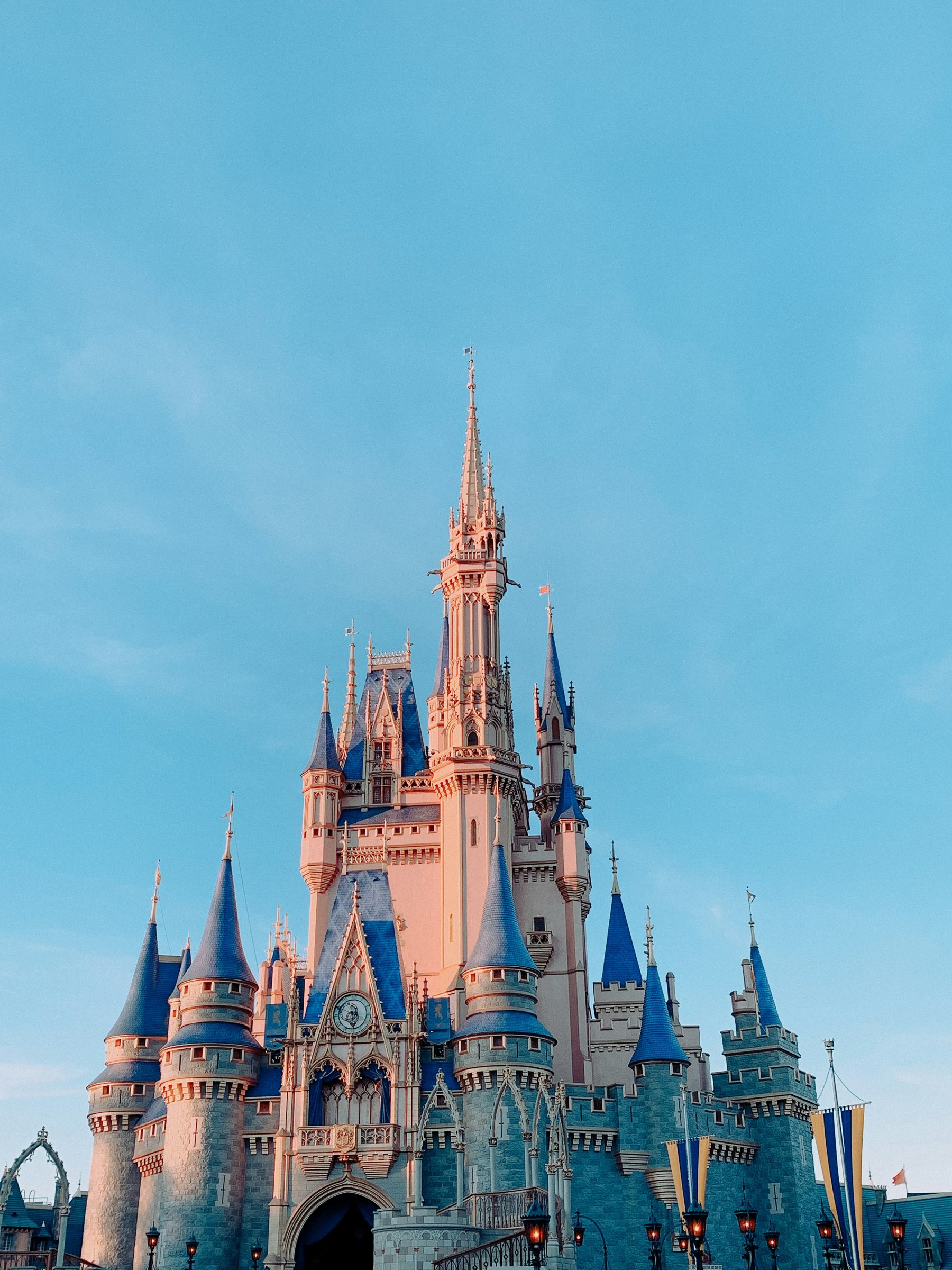 The Walt Disney World castle at dusk