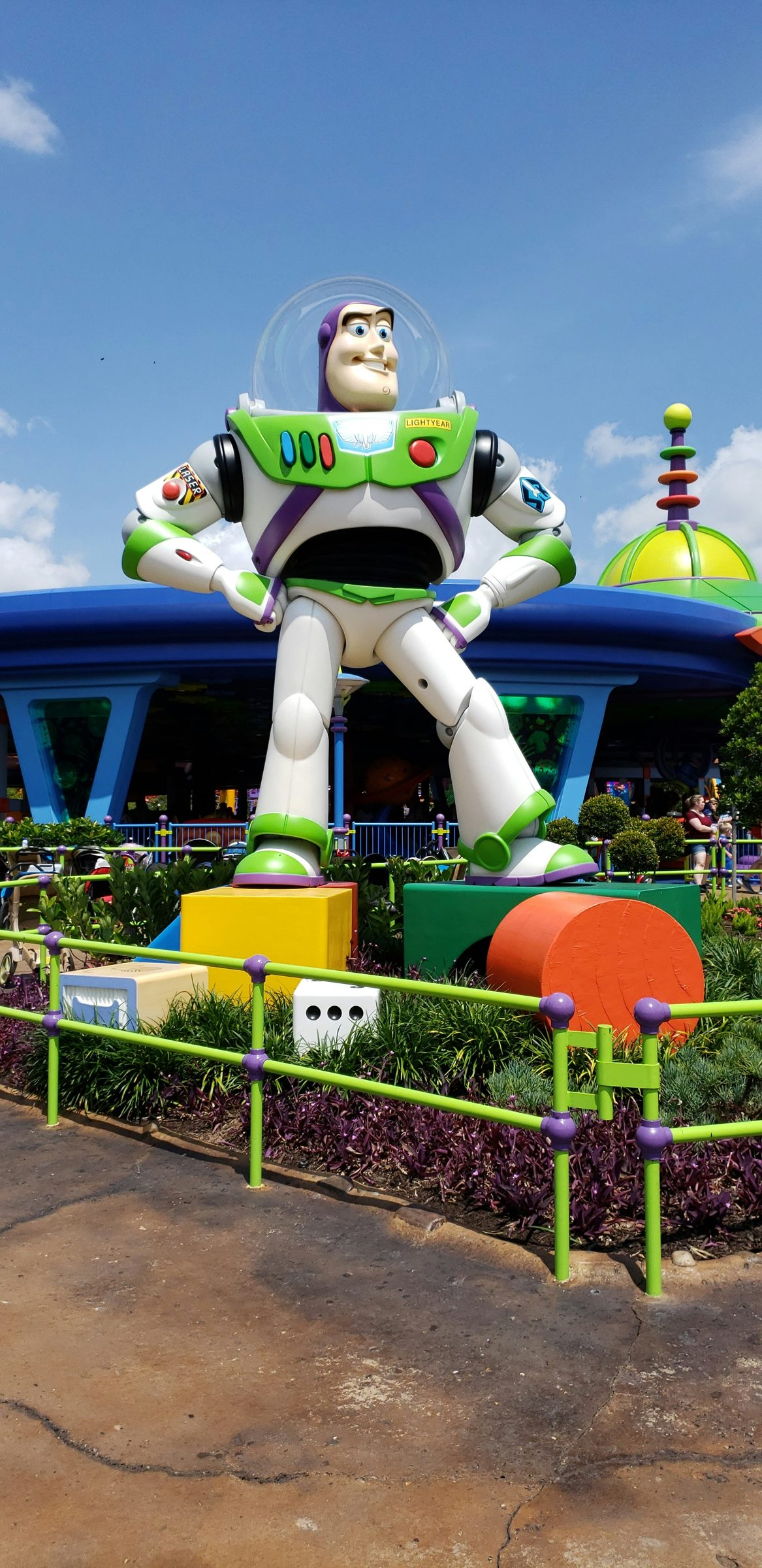 The Buzz Lightyear statue at Toy Story Land, Disney's Hollywood Studios, Walt Disney World, Orlando