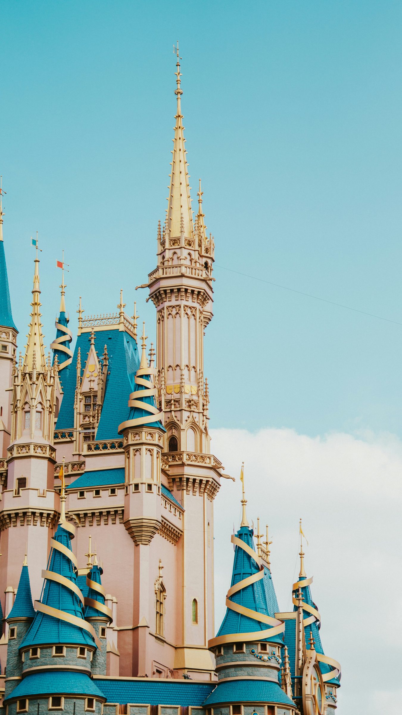 The fairy-tale spires of Cinderella Castle, the centrepiece of Magic Kingdom in Orlando, Florida