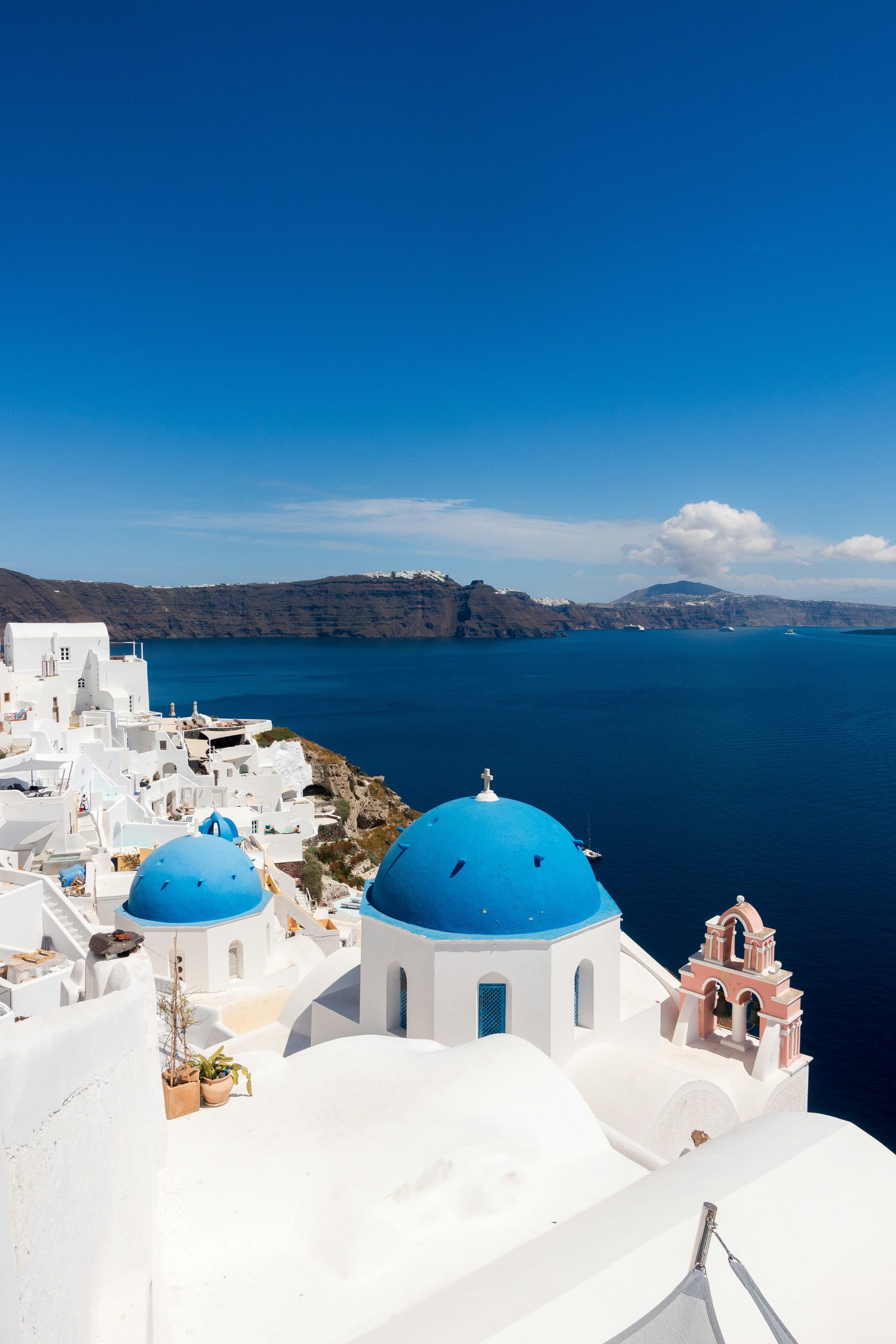 Blue domes over the caldera, Santorini, Greece