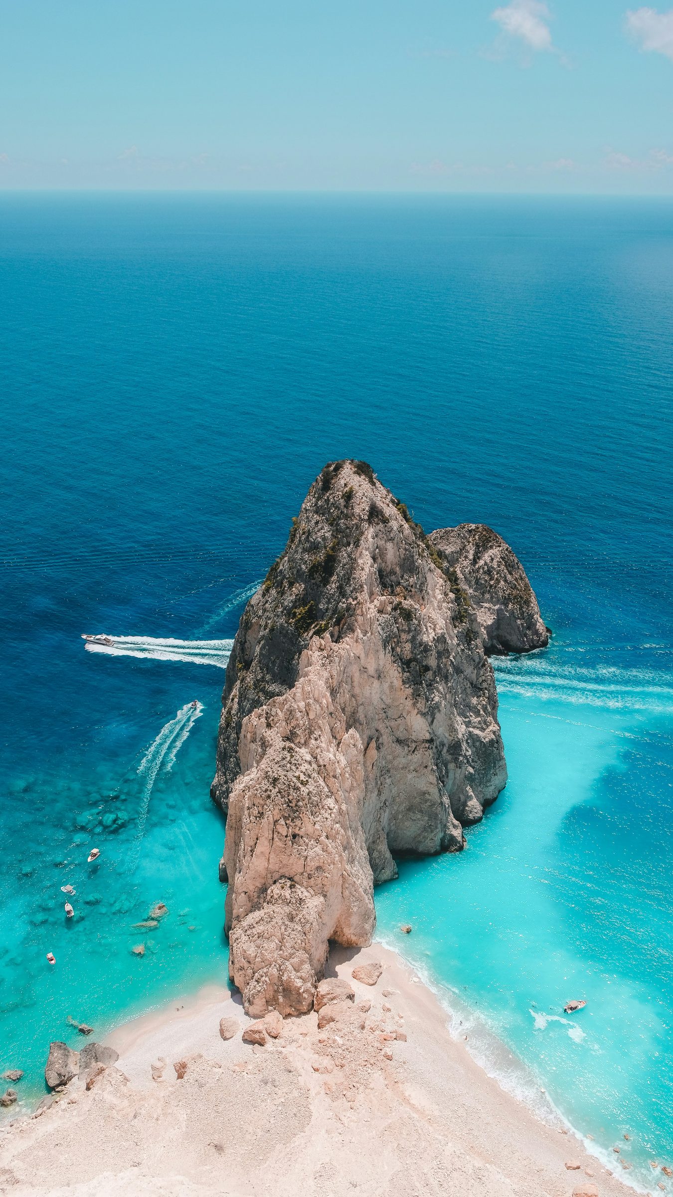 Clear water below the cliffs, the Cyclades, Greece