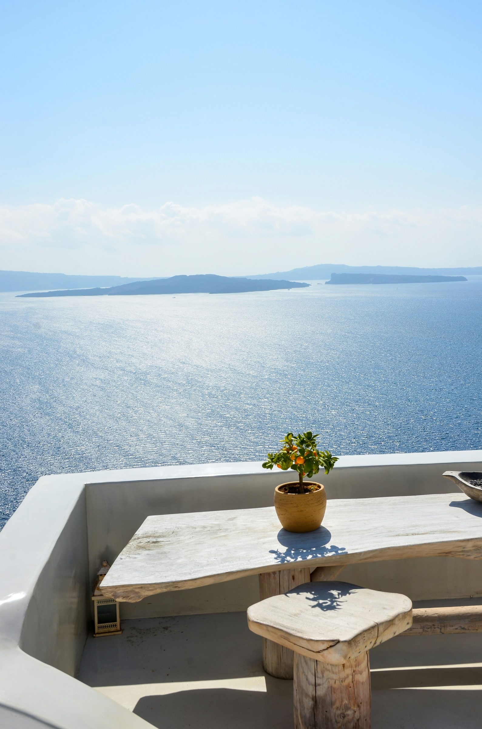A caldera-view terrace, Santorini, Greece