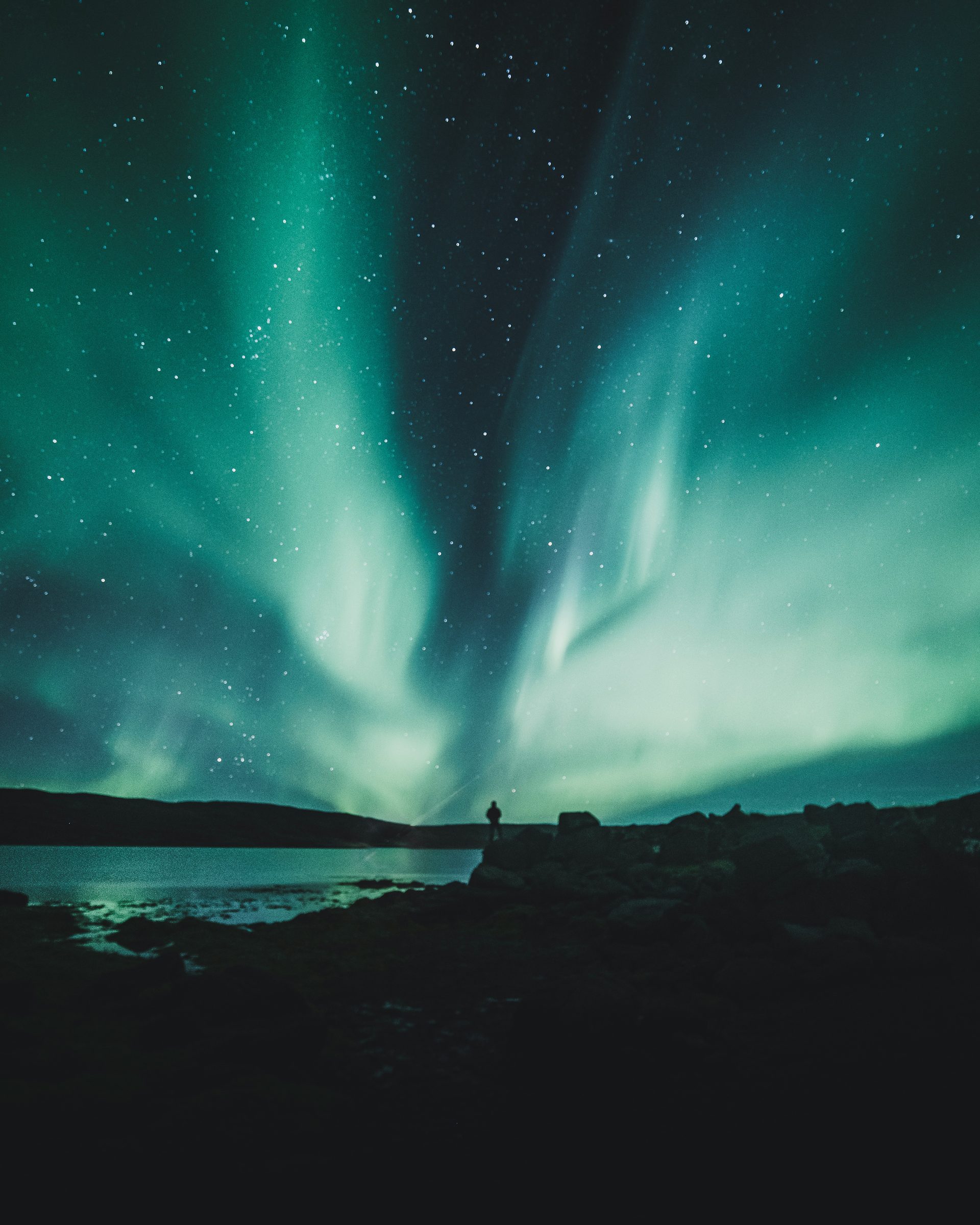 The aurora over the Reykjanes peninsula, Iceland
