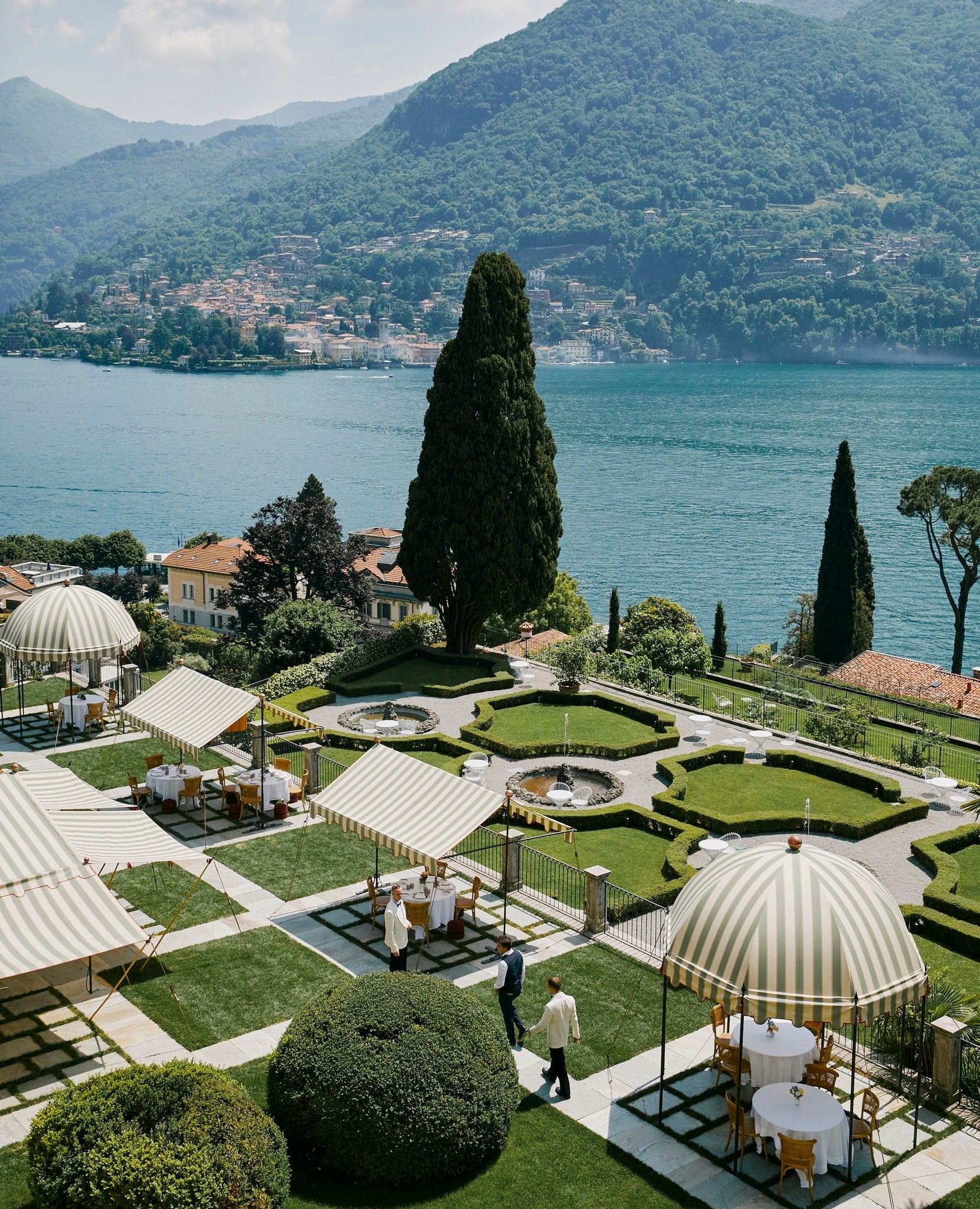 Terraced gardens above Lake Como at Passalacqua, Italy