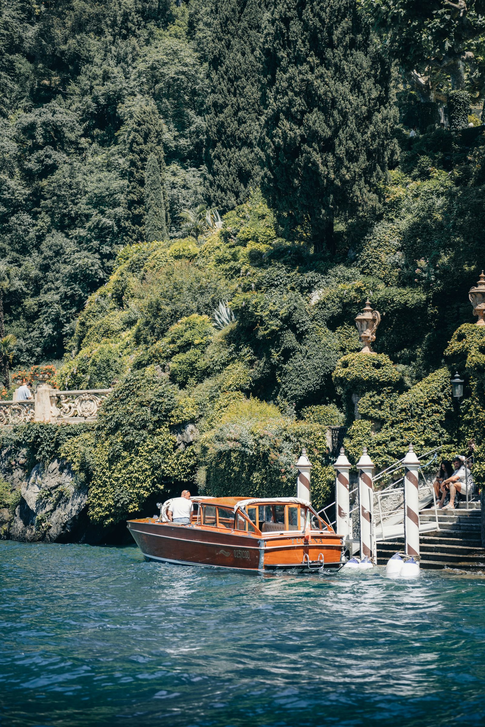 A wooden boat on Lake Como, Italy