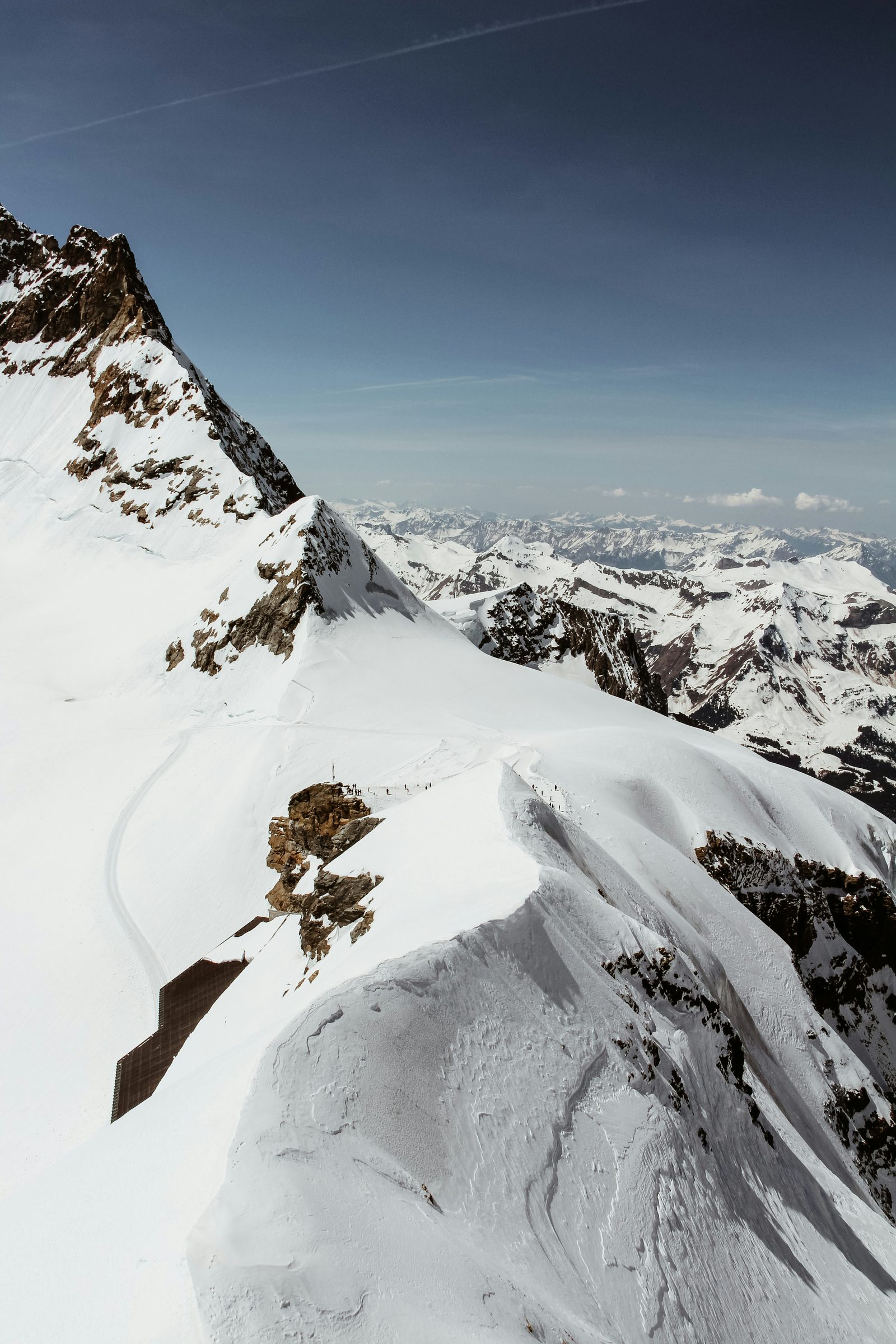 A high alpine ridge under snow, the Engadin, Switzerland