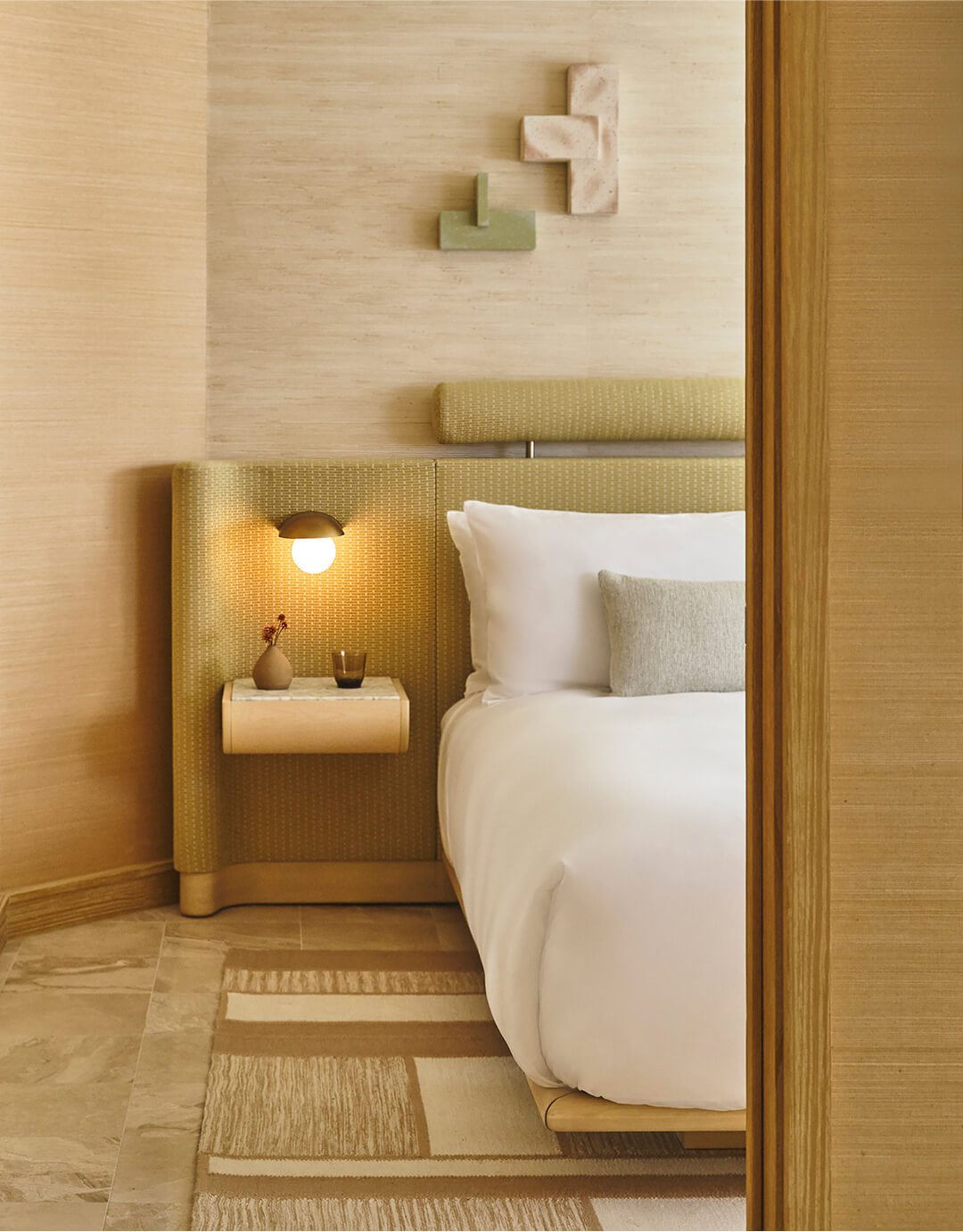 Art-deco architectural detail at The Shelborne, clean white lines and curves