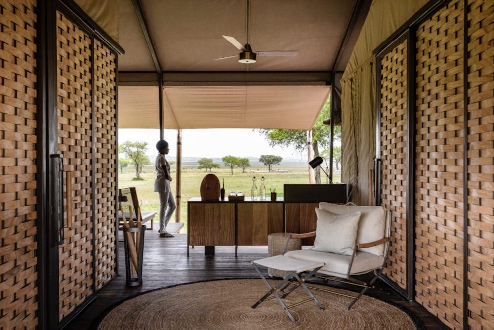 Private suite deck facing the plains at Singita Sabora in the Serengeti